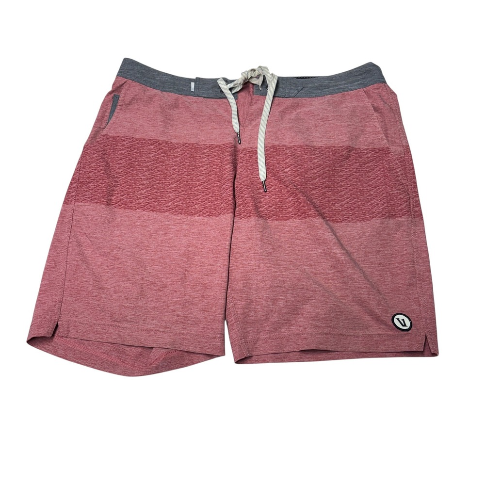 Vuori Mens Kore Shorts Red Heathered Stripe Athletic Training Size XL 36X8
